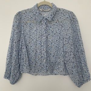 Zara floral daisy cropped blouse